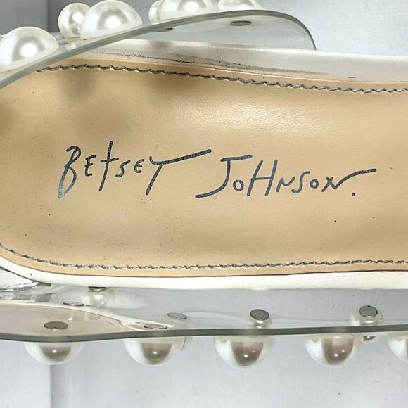 Betsey Johnson Halo Pump Clear Heels with Pearl Embellishments Sz 11 Party - Picture 3 of 13